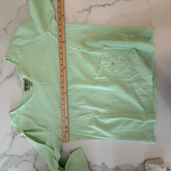 Palm Grove Linen Mint Green Women's Top size PL - Picture 5 of 7